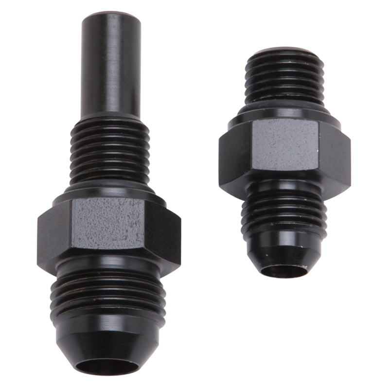 Russell Performance -8 AN to 4L80 Transmission Ports Adapter Fittings (Qty 2) - Black Zinc Fittings Russell