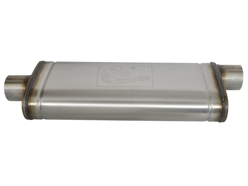 aFe MACHForce XP SS Muffler 3in Center Inlet / 3in Offset Outlet 22in L x 9in W x4in H Body Muffler aFe