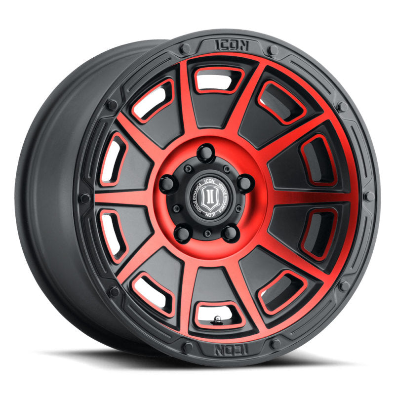 ICON Victory 17x8.5 6x120 0mm Offset 4.75in BS Satin Black w/Red Tint Wheel Wheels - Cast ICON