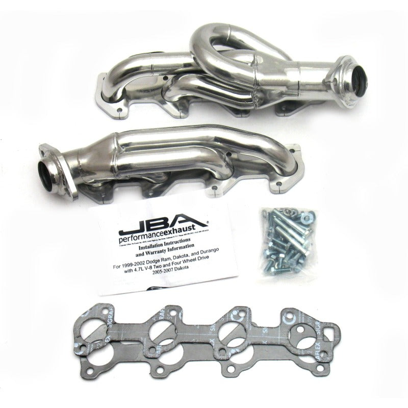 JBA 02-03 Dodge Ram 4.7L PowerTech 1-1/2in Primary Silver Ctd Cat4Ward Header Headers & Manifolds JBA