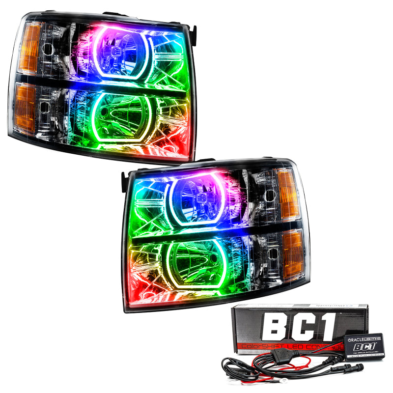Oracle 07-13 Chevrolet Silverado SMD HL - Black - Square - ColorSHIFT w/ BC1 Controller Headlights ORACLE Lighting