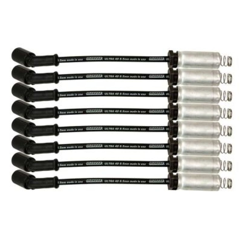Moroso GM LS/LT 8.5mm Ultra 40 11in Long Wire Set w/Alum Heatshield - Black Spark Plug Wire Sets Moroso