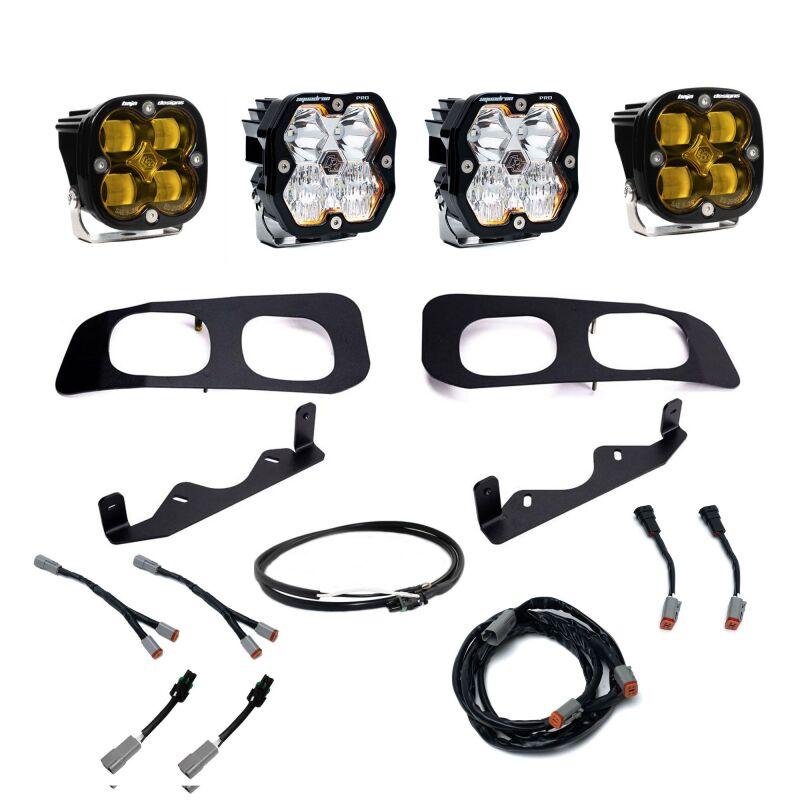 Baja Designs 2023+ Ford SD Squardon Pro/SAE 2.0 Dual Fog Pocket Kit Upfitter (SAE Fog) - Baja Amber Fog Lights Baja Designs