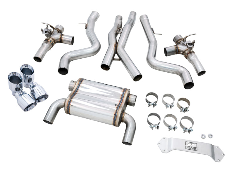 AWE Tuning BMW F8X M3/M4 SwitchPath Cat-Back Exhaust - Chrome Silver Tips Catback AWE Tuning
