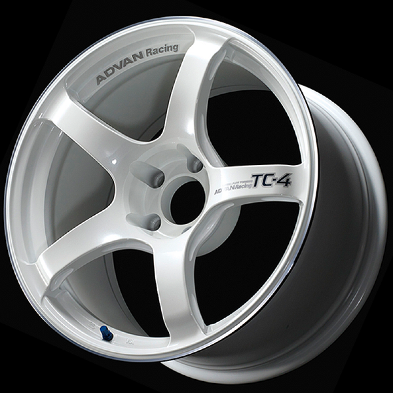 Advan TC4 18x8.5 +45 5x100 Racing White Metallic and Ring Wheel Wheels - Cast Advan