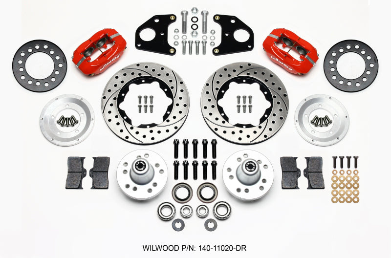 Wilwood Forged Dynalite Front Kit 11.00in Drilled Red 62-72 CDP B & E Body-Drum Big Brake Kits Wilwood