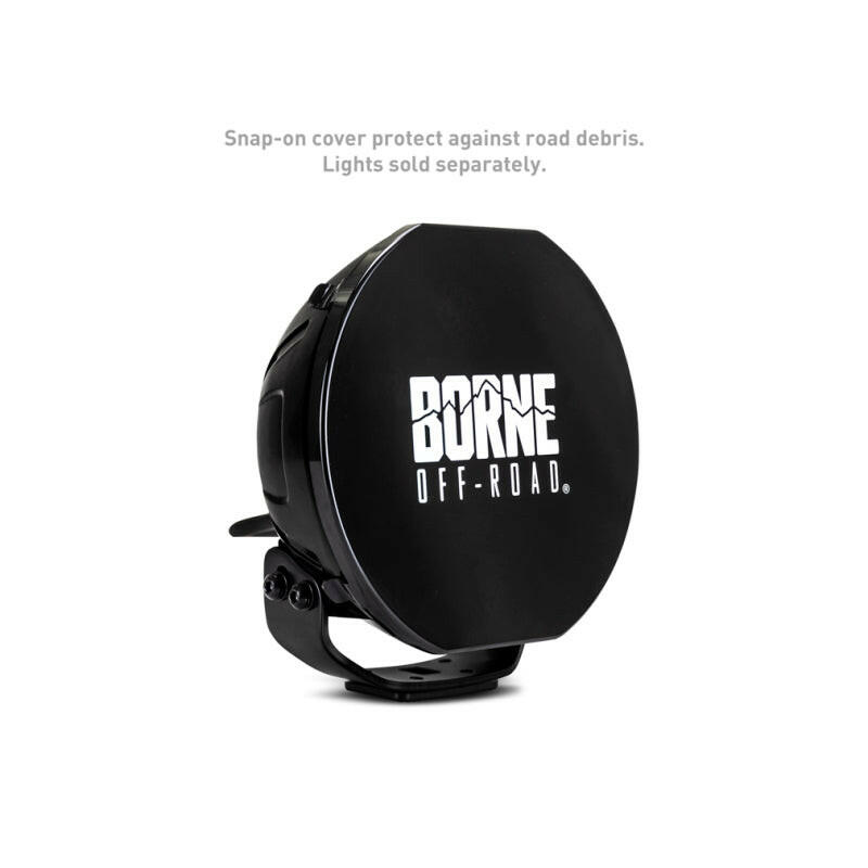 Borne Off-Road 7in Round Light Cover Black Light Covers and Guards Borne Off-Road