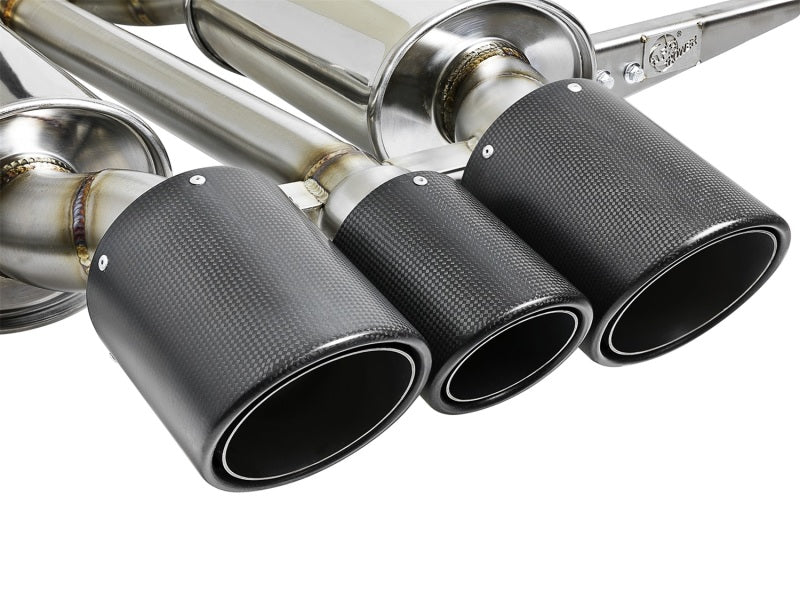 aFe POWER Takeda 2-1/2in to 2-1/4in 304SS Catback Dual-Exit Exhaust 17+ Honda Civic Type R w/CF Tips Catback aFe