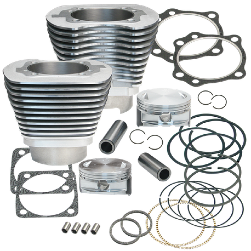 S&S Cycle 99-06 BT 4-1/8in Bore Cylinder Kit For Early Production S&S T117 Engines - Silver Piston Sets - Powersports S&S Cycle