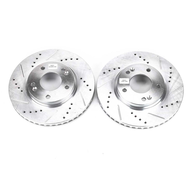 Power Stop 09-12 Hyundai Elantra Front Evolution Drilled & Slotted Rotors - Pair Brake Rotors - Slot & Drilled PowerStop