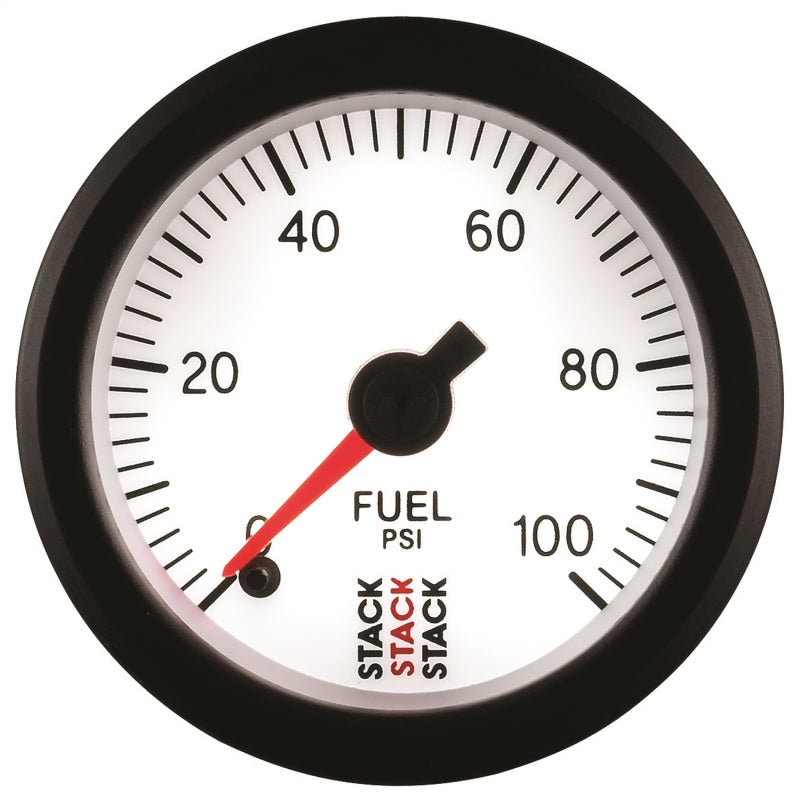 Autometer Stack 52mm 0-100 PSI 1/8in NPTF Male Pro Stepper Motor Fuel Pressure Gauge - White Gauges AutoMeter