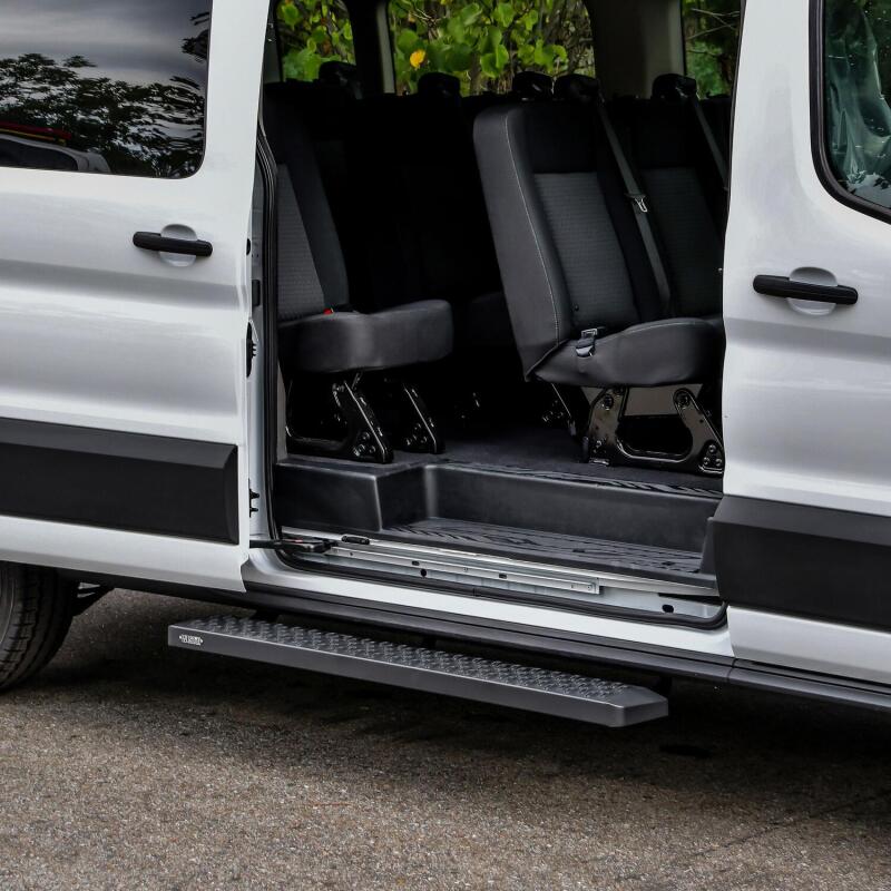 Westin Ford Transit Van 150/250/350 (Single 54in Pass Door) Grate Steps Running Boards - Tex. Blk Running Boards Westin