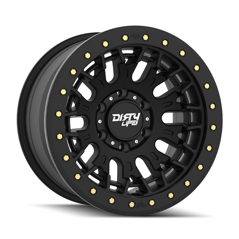 Dirty Life DT-3 17X9 6x139.7 -12 Offset - Satin Black w/ Simulated Beadlock Wheels - Cast Dirty Life
