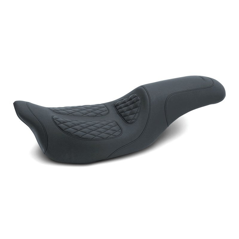 Mustang 08-21 Harley Electra Glide, Rd Glide, Rd King, Str Glide 1PC Seat w/Diamond Stitch - Black One-Piece Motorcycle Seats Mustang Motorcycle