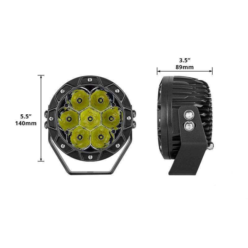 XK Glow Spot Beam Cube Offroad Round Work Light Kit 1pc 5in Light Accessories and Wiring XKGLOW