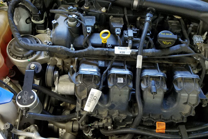 J&L 13-19 Ford Fusion 2.0L EcoBoost Passenger Side Oil Separator 3.0 - Clear Anodized Oil Separators J&L