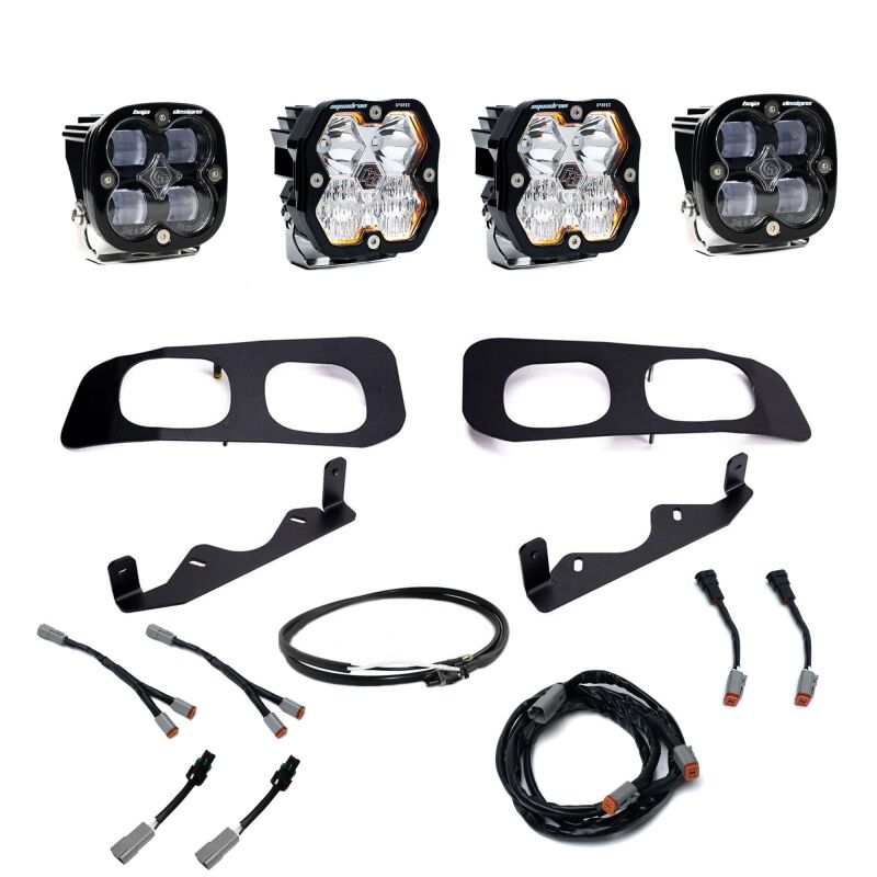 Baja Designs 2023+ Ford Super Duty Squadron Pro/SAE 2.0 Dual Fog Pocket Kit (SAE Fog) - Clear Fog Lights Baja Designs