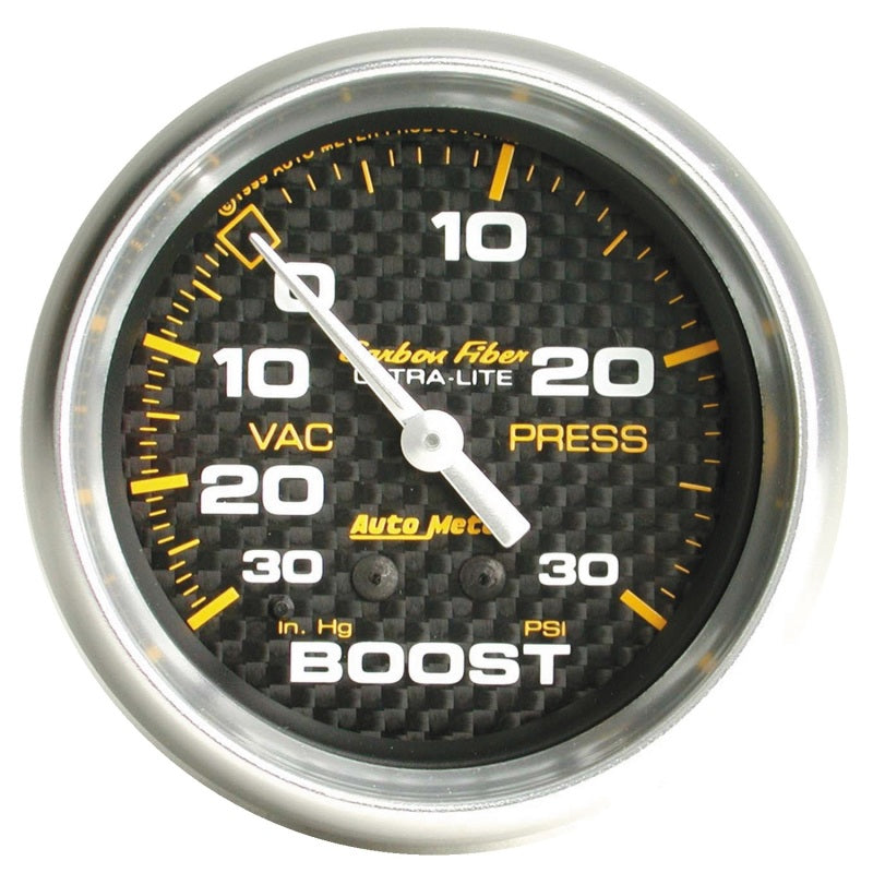 Autometer Carbon Fiber 52mm 30 PSI Mechanical Boost Gauge Gauges AutoMeter