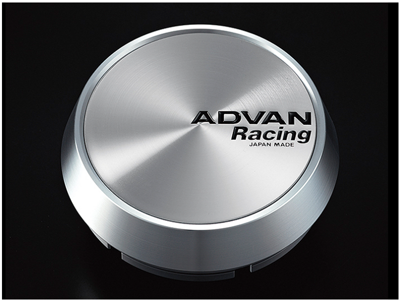 Advan Racing Center Cap 73mm Middle Height - Platinum Silver + Black Letters Wheel Center Caps Advan