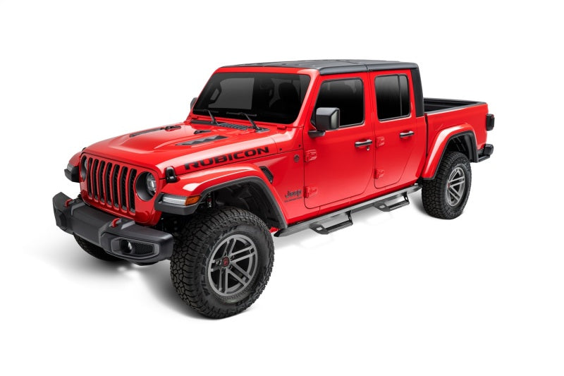N-Fab Predator Pro Step System 2019 Jeep Wrangler JT 4DR Truck Full Length - Tex. Black Nerf Bars N-Fab