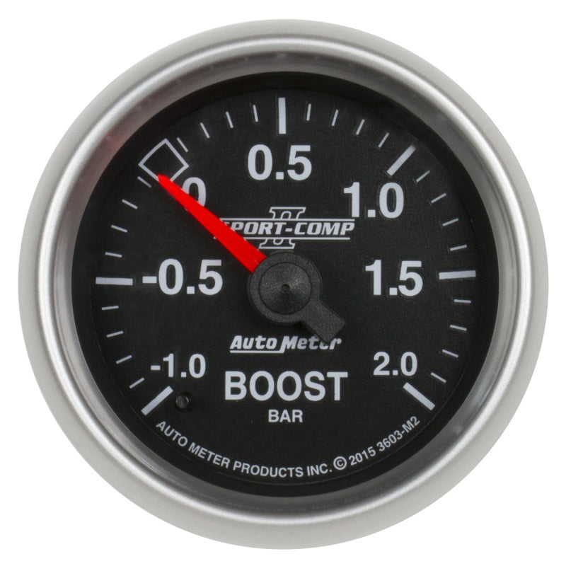 Autometer Sport-Comp II Gauge Vac/Boost 2 1/16in -1 - +2 Bar Mechanical Sport-Comp II Gauges AutoMeter