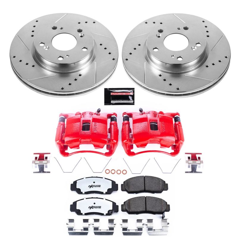 Power Stop 12-15 Honda Civic Front Z26 Street Warrior Brake Kit w/Calipers Brake Kits - Performance D&S PowerStop