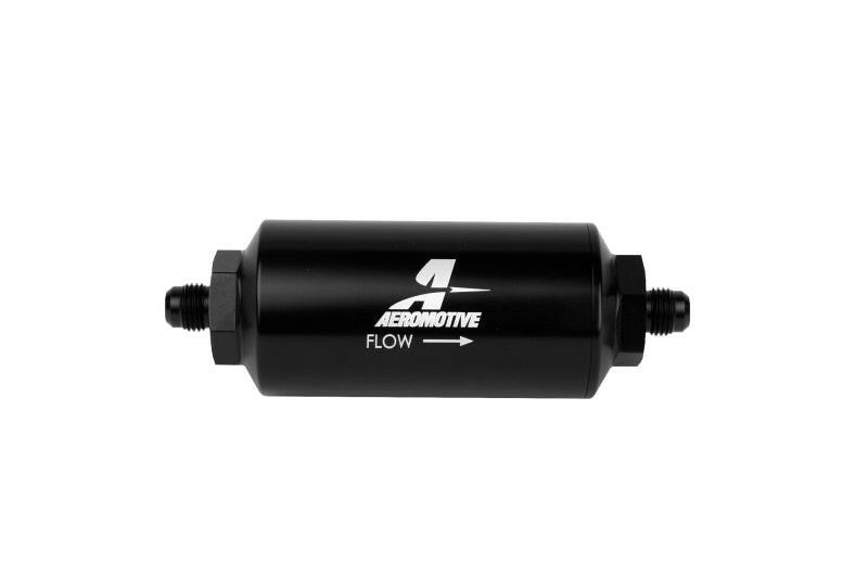 Aeromotive In-Line Filter - (AN-6 Male) 10 Micron Microglass Element Bright Dip Black Finish Fuel Filters Aeromotive