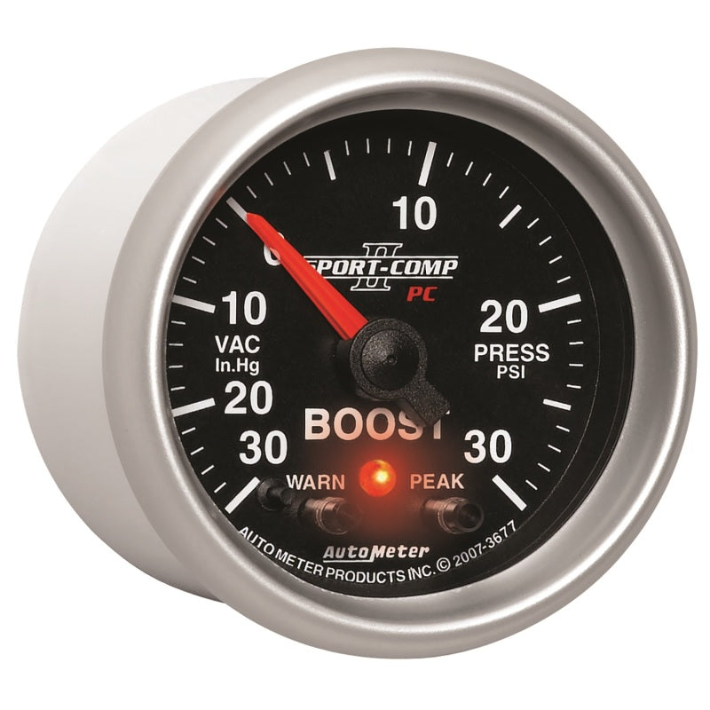 Autometer Sport-Comp II 52mm 30 IN HG / 30 PSI Electronic Boost/Vacuum Gauge Gauges AutoMeter