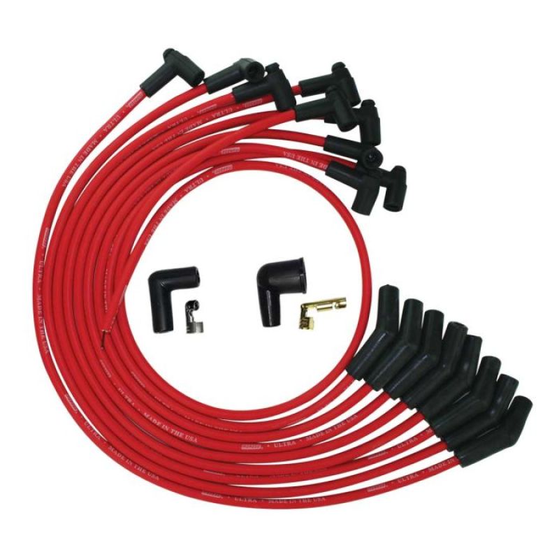 Moroso SB Ford 260/289/302 135 Deg Plug Boots HEI Ultra Spark Plug Wire Set - Red Spark Plug Wire Sets Moroso
