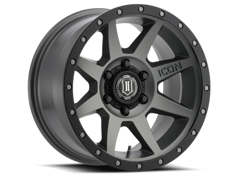 ICON Rebound 18x9 6x135 6mm Offset 5.25in BS 87.1mm Bore Titanium Wheel Wheels - Cast ICON