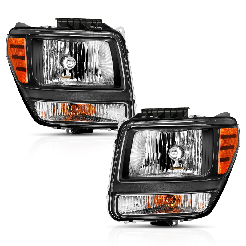 ANZO 2007-2012 Dodge Nitro Crystal Headlight Black Amber Headlights ANZO