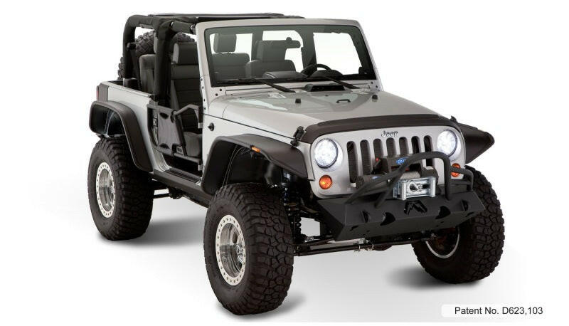 Bushwacker 07-18 Jeep Wrangler Flat Style Flares 4pc Fits 2-Door Sport Utility Only - Black Fender Flares Bushwacker