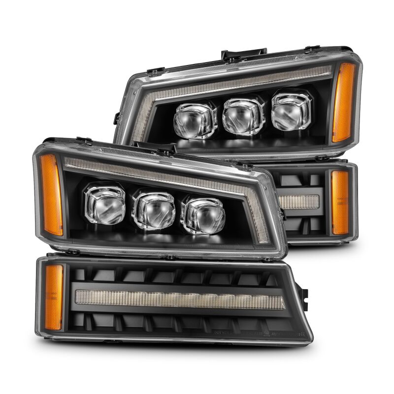 AlphaRex 03-06 Chevy Silverado 1500/2500HD/3500HD/Avalanche Black NOVA LED Proj Headlights Headlights AlphaRex