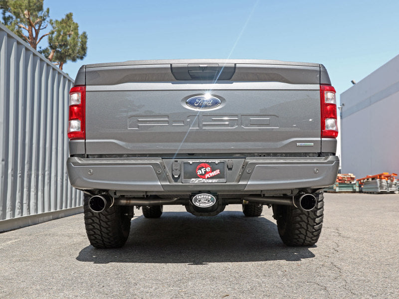 aFe Vulcan 3in 304 SS Cat-Back Exhaust 2021 Ford F-150 V6 2.7L/3.5L (tt)/V8 5.0L w/ Black Tips Catback aFe
