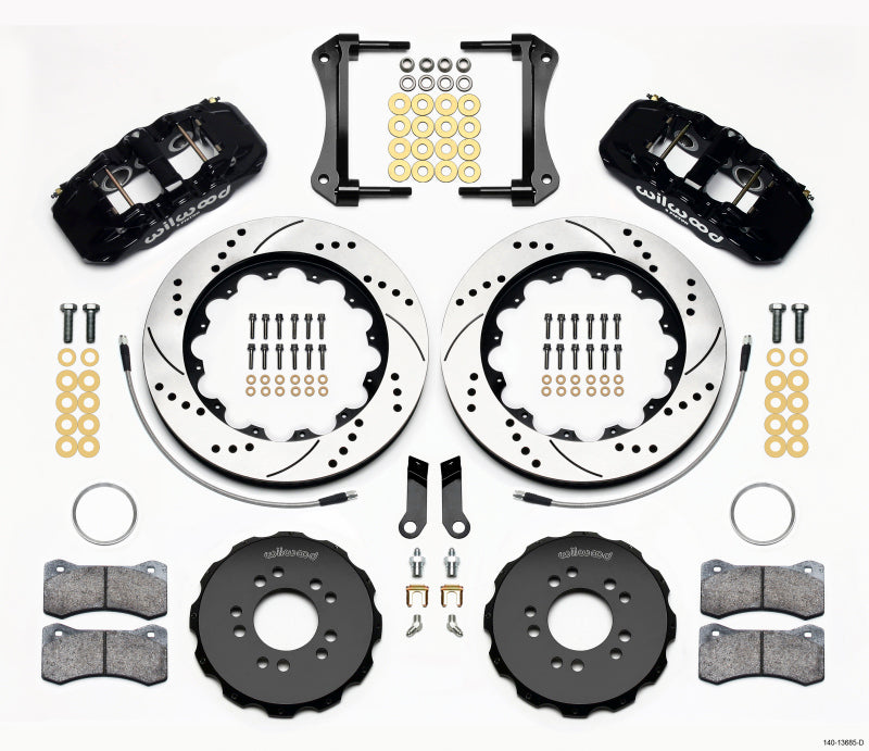 Wilwood AERO6 Front Hat Kit 14.00 Drilled 2005-2014 Mustang w/ BMR Suspn. w/Lines Big Brake Kits Wilwood