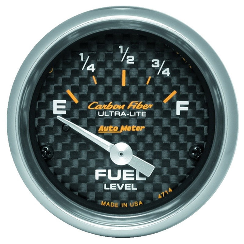 Autometer Carbon Fiber 52mm 0E-90F Short Sweep Electronic Fuel Level Gauge Gauges AutoMeter
