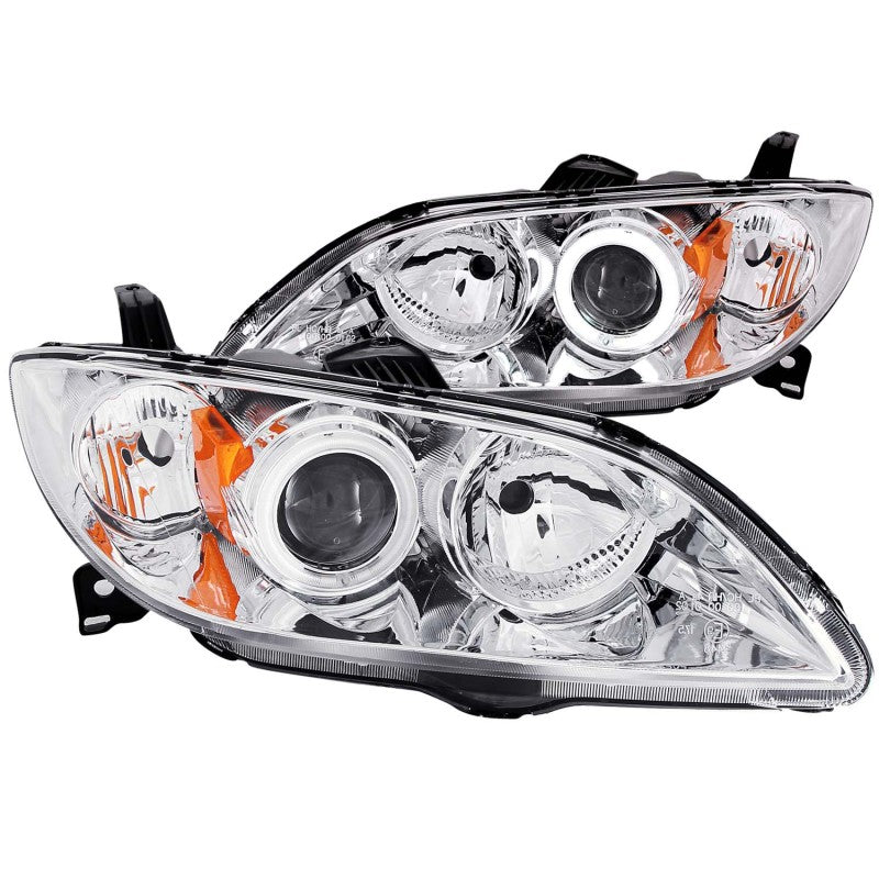 ANZO 2004-2008 Mazda 3 Projector Headlights w/ Halos Chrome Headlights ANZO
