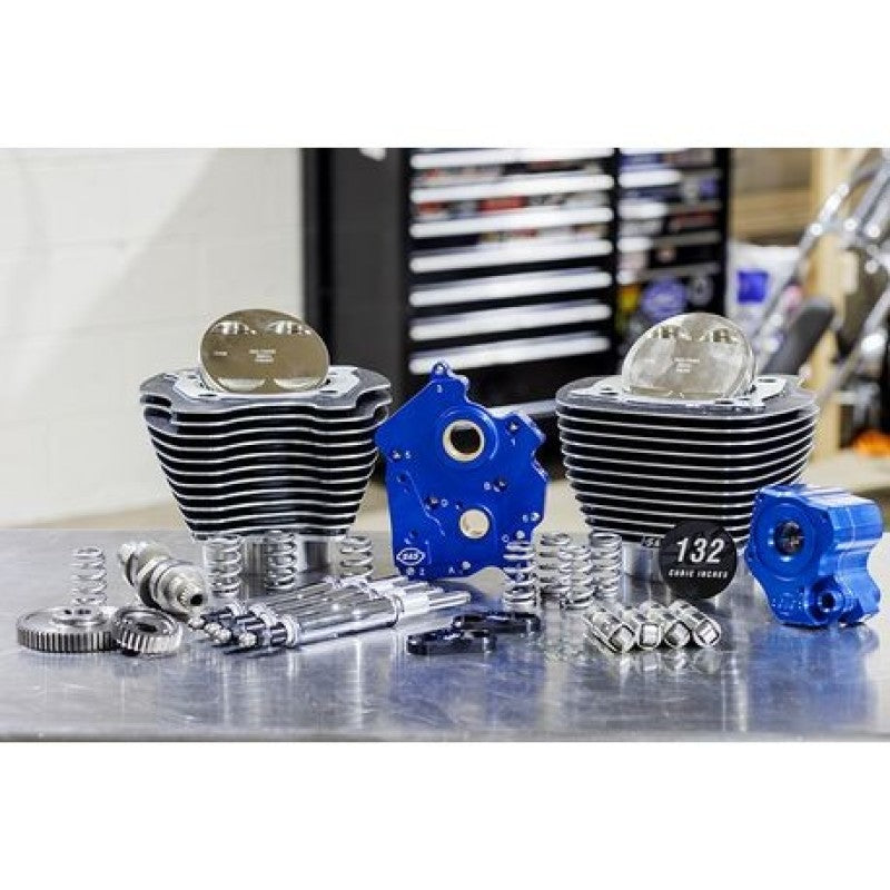 S&S Cycle 2017 M8 132in Power Pack w/ Chrm Pushrod Tubes & Gear Drive Cam - Blk Granite w/ Highlight Piston Sets - Powersports S&S Cycle