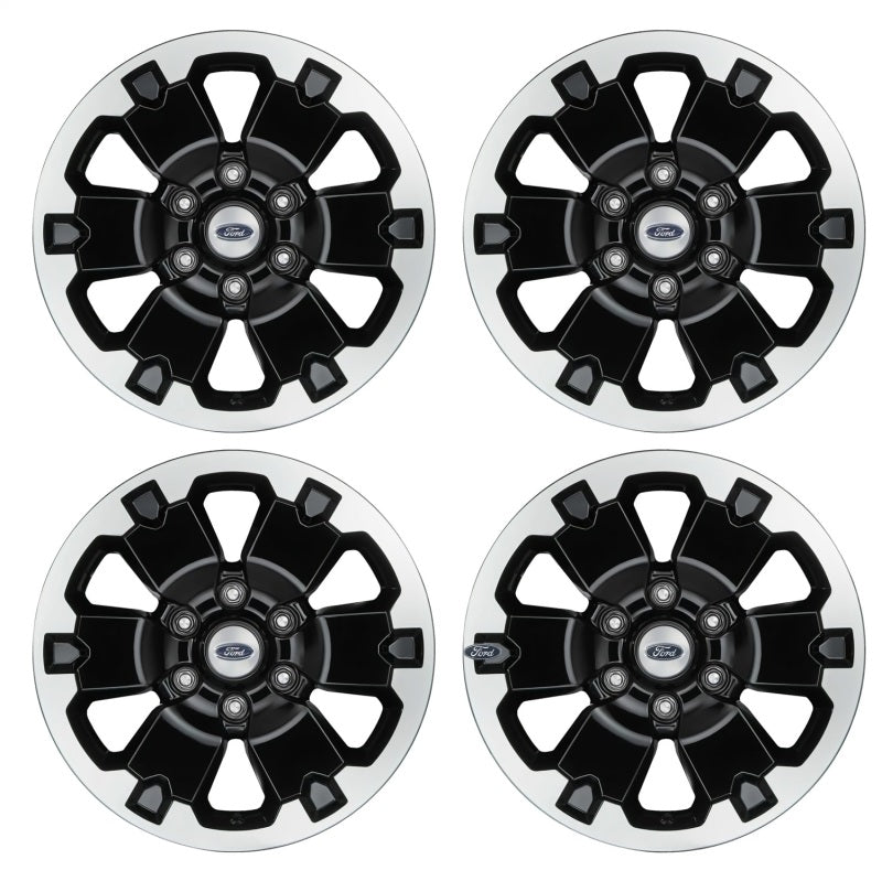 Ford Racing 19-21 Ranger 18x8in 4 Wheel Kit w/TPMS - Gloss Black w/ Machined Face Wheels - Cast Ford Racing