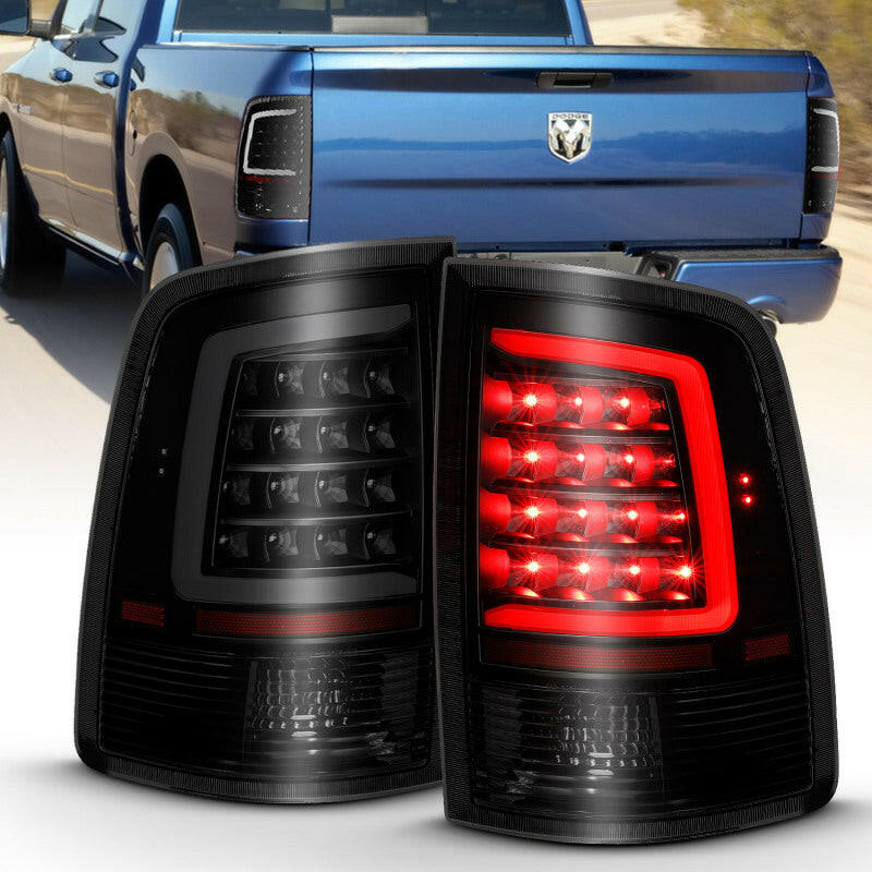 ANZO 2009-2018 Dodge Ram 1500 LED Taillight Plank Style Black w/Smoke Lens Tail Lights ANZO