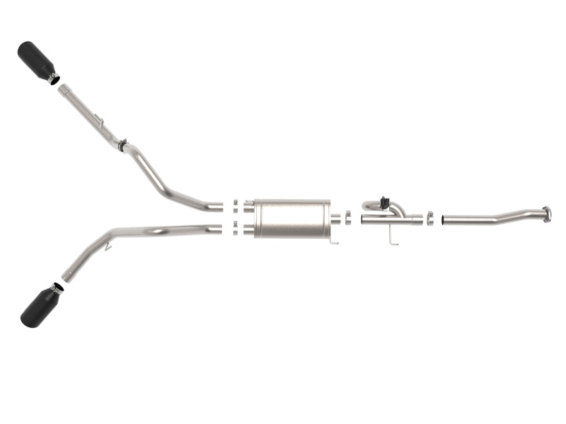 aFe Gemini XV 3in 304 SS Cat-Back Exhaust 15-20 Ford F-150 V6 2.7L/3.5 w/ Black Tips Catback aFe