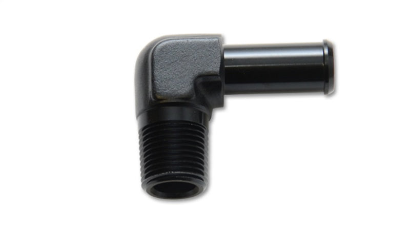 Vibrant 1/4 NPT to 3/8in Barb Straight Fitting 90 Deg Adapter - Aluminum Fittings Vibrant