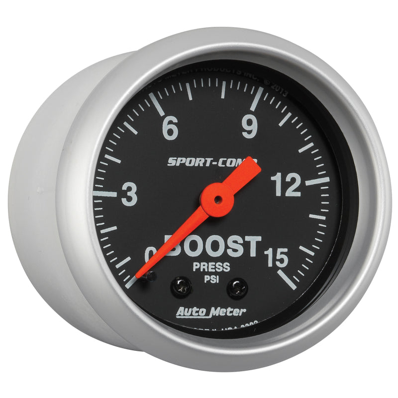 Autometer 2-1/16in 0-15 PSI Mechanical Sport-Comp Boost Pressure Gauge Gauges AutoMeter