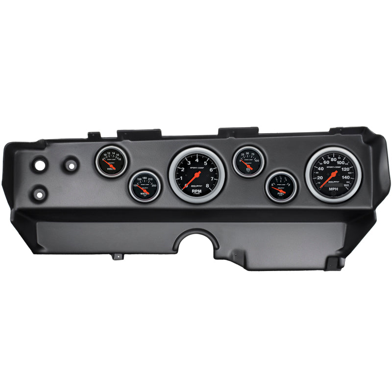 Autometer Sport-Comp 70-74 E-Body/Cuda/Challenger Dash Kit 6pc Tach / MPH / Fuel / Oil / WTMP / Volt Gauges AutoMeter