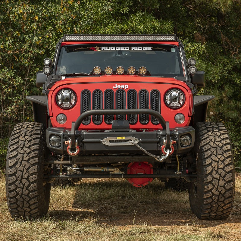 Rugged Ridge Arcus Front Bumper Set W/ Overrider 2018 Jeep Wrangler JK Bumpers - Steel Rugged Ridge