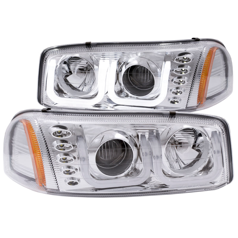 ANZO 1999-2006 GMC Sierra 1500 Projector Headlights w/ U-Bar Chrome Headlights ANZO