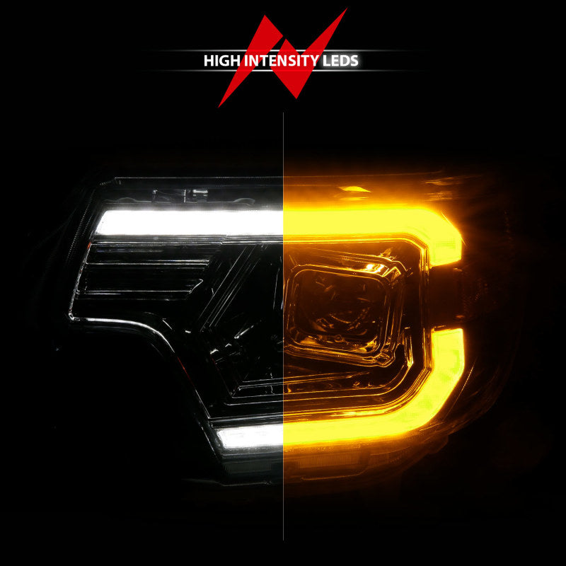 ANZO 12-15 Toyota Tacoma Projector Headlights - w/ Light Bar Switchback Chrome Housing Headlights ANZO