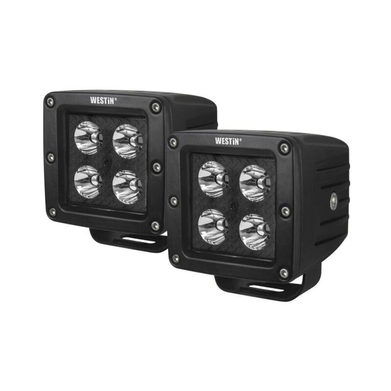 Westin HyperQ LED Auxiliary Lights 3in x 3in cube 20w Flood - Black Light Bars & Cubes Westin