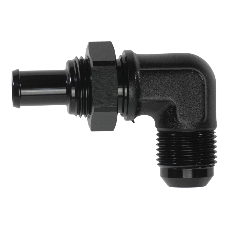 DeatschWerks 10AN Male Flare Bulkhead to 1/2in Hose Barb 90-Degree Fuel Components Misc DeatschWerks