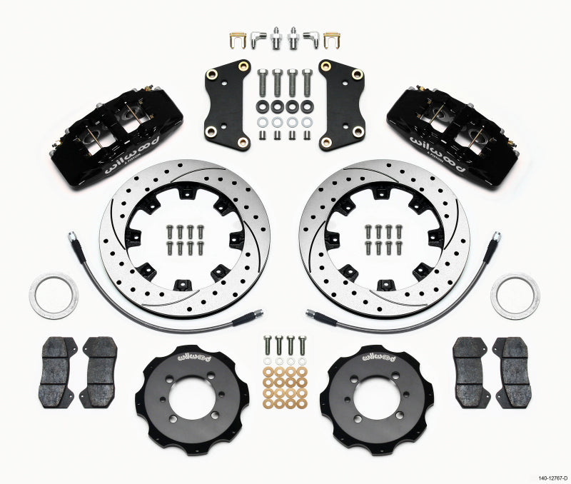 Wilwood Dynapro 6 Front Hat Kit 12.19in Drilled 2012 Fiat 500 w/ Lines Big Brake Kits Wilwood